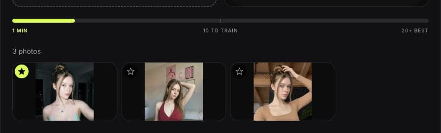 Character setup showing the selected Primary photo
