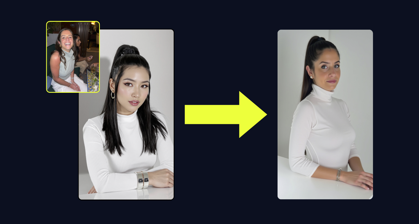 Examples showing how a user photo turns into the remixed pack image